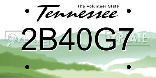 2B40G7 Tennessee License Plate
