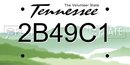 2B49C1 Tennessee License Plate