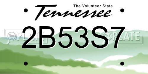 2B53S7 Tennessee License Plate