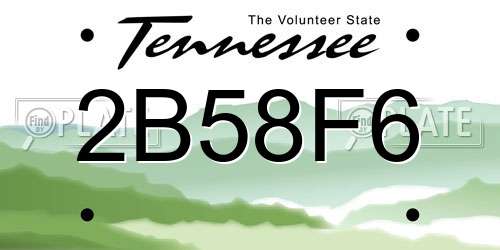 2B58F6 Tennessee License Plate