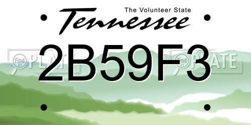 2B59F3 Tennessee License Plate