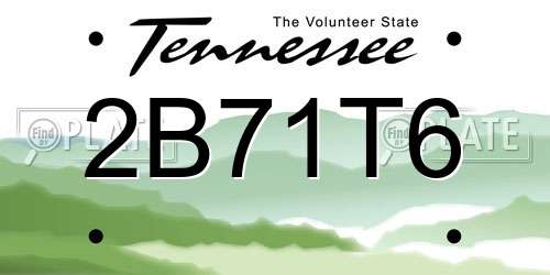 2B71T6 Tennessee License Plate