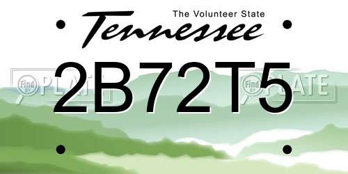 2B72T5 Tennessee License Plate