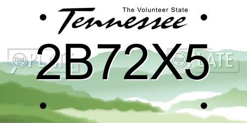 2B72X5 Tennessee License Plate