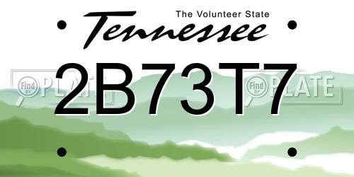 2B73T7 Tennessee License Plate