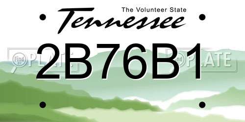 2B76B1 Tennessee License Plate