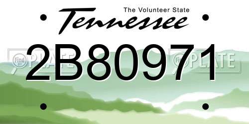 2B80971 Tennessee License Plate