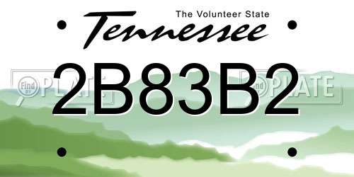 2B83B2 Tennessee License Plate