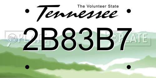 2B83B7 Tennessee License Plate