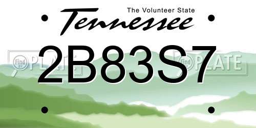 2B83S7 Tennessee License Plate