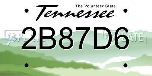 2B87D6 Tennessee License Plate
