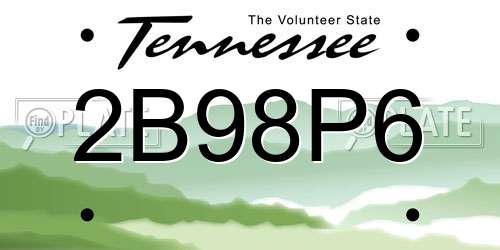 2B98P6 Tennessee License Plate