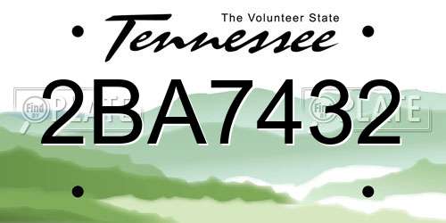 2BA7432 Tennessee License Plate