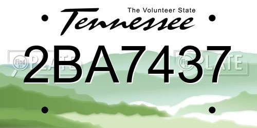 2BA7437 Tennessee License Plate