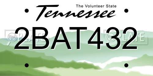 2BAT432 Tennessee License Plate