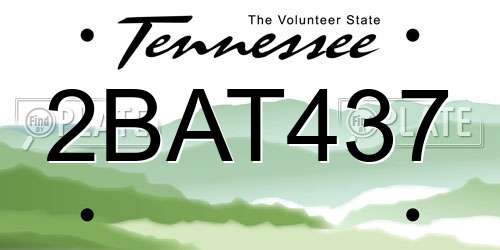 2BAT437 Tennessee License Plate