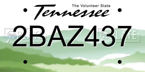 2BAZ437 Tennessee License Plate