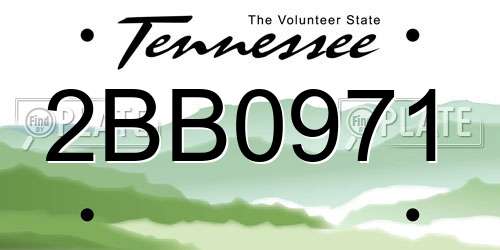 2BB0971 Tennessee License Plate
