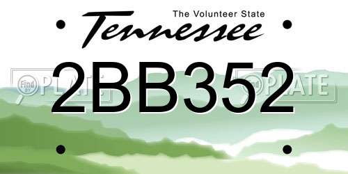 2BB352 Tennessee License Plate