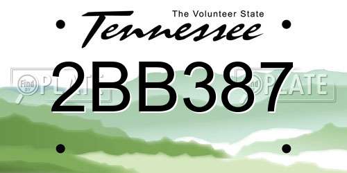 2BB387 Tennessee License Plate
