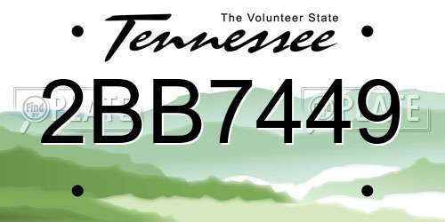 2BB7449 Tennessee License Plate