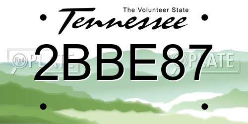 2BBE87 Tennessee License Plate
