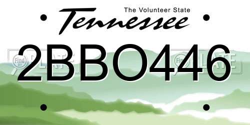 2BBO446 Tennessee License Plate