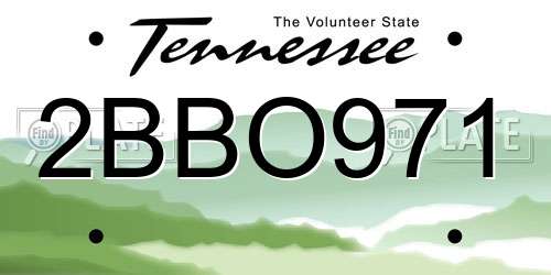 2BBO971 Tennessee License Plate
