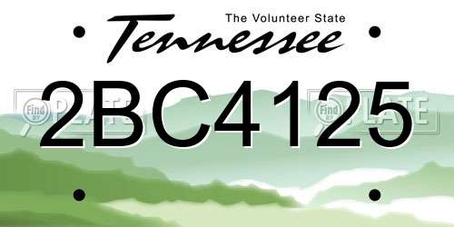 2BC4125 Tennessee License Plate