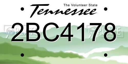 2BC4178 Tennessee License Plate
