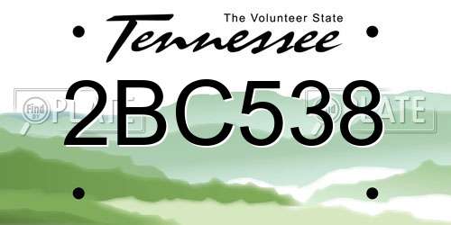 2BC538 Tennessee License Plate