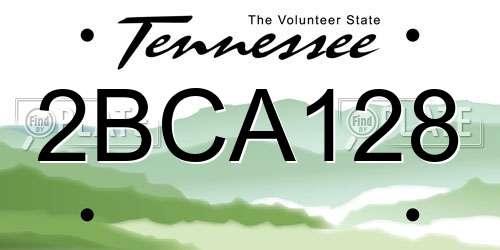 2BCA128 Tennessee License Plate
