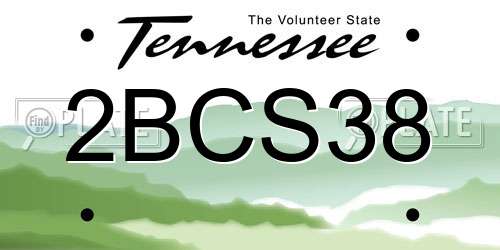 2BCS38 Tennessee License Plate