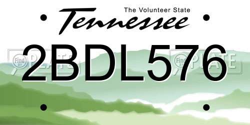 2BDL576 Tennessee License Plate