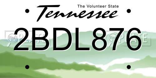 2BDL876 Tennessee License Plate