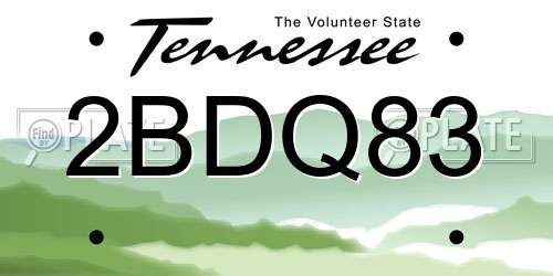 2BDQ83 Tennessee License Plate