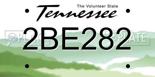 2BE282 Tennessee License Plate