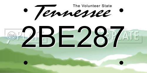 2BE287 Tennessee License Plate