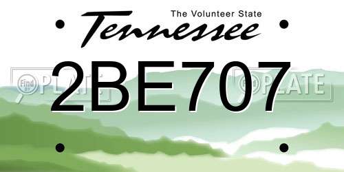 2BE707 Tennessee License Plate