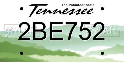 2BE752 Tennessee License Plate
