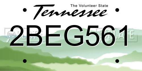 2BEG561 Tennessee License Plate