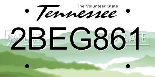 2BEG861 Tennessee License Plate
