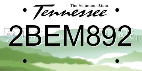 2BEM892 Tennessee License Plate