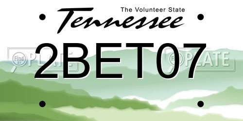 2BET07 Tennessee License Plate
