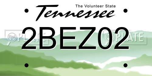 2BEZ02 Tennessee License Plate
