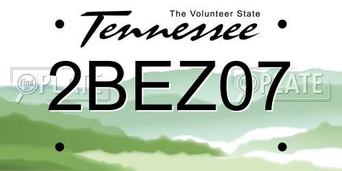 2BEZ07 Tennessee License Plate