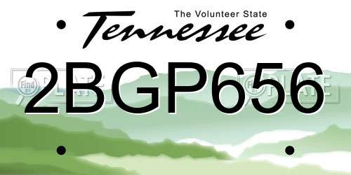 2BGP656 Tennessee License Plate