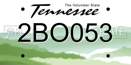 2BO053 Tennessee License Plate