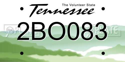 2BO083 Tennessee License Plate