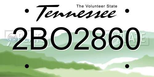 2BO2860 Tennessee License Plate